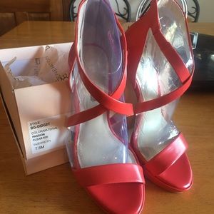 BCBG pink Orange coral heels